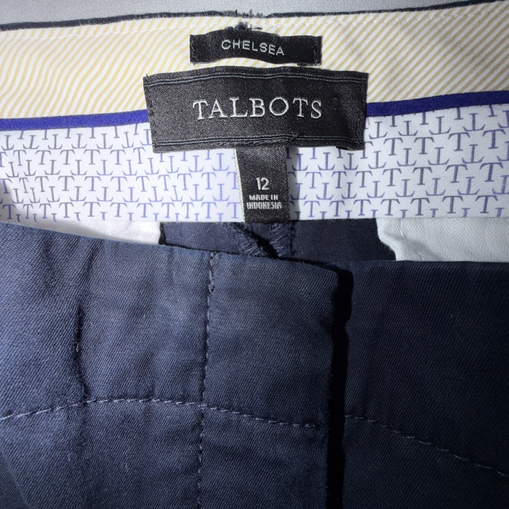 Talbots Chelsea Blue Chino Capri Pants Size 12 Navy Blue 34X20 Cotton Straight - Picture 3 of 5